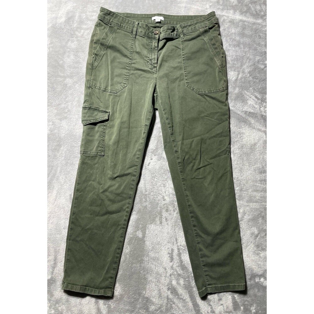 J. Jill Olive Green Tapered Utility Cargo Pants Women’s Size 12 Petite Gray